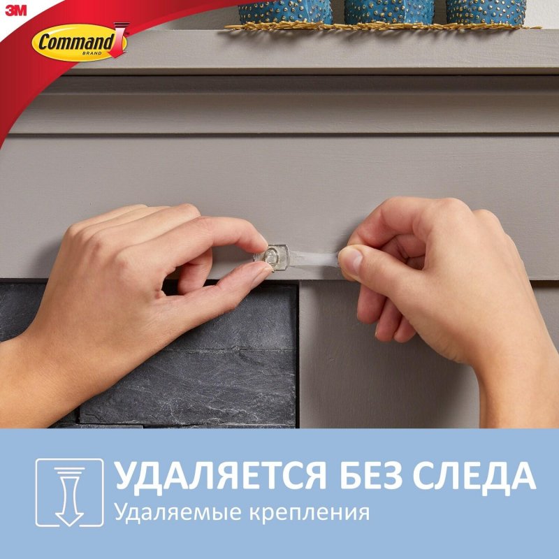 Клейкая лента мини-крючки 3М Command прозрач.,200 г.20 шт.24 полоски
