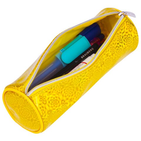 Пенал-тубус BRAUBERG, мягкий, «Glitter Gold», 20×7×7 см, 229016