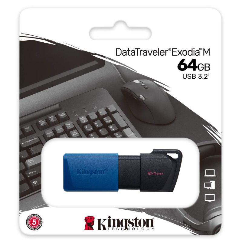 Флеш-память Kingston DataTraveler Exodia M, 64Гб, USB 3.2 gen.1 синий