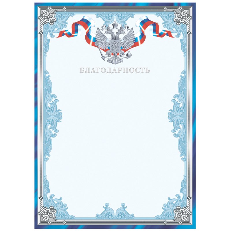 превью Благодарность А4, BG, мелованный картон, тиснение фольгой, синяя