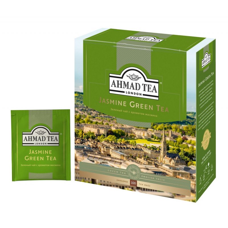Чай зеленый Ahmad Tea Green Jasmine (100 пакетиков в упаковке)
