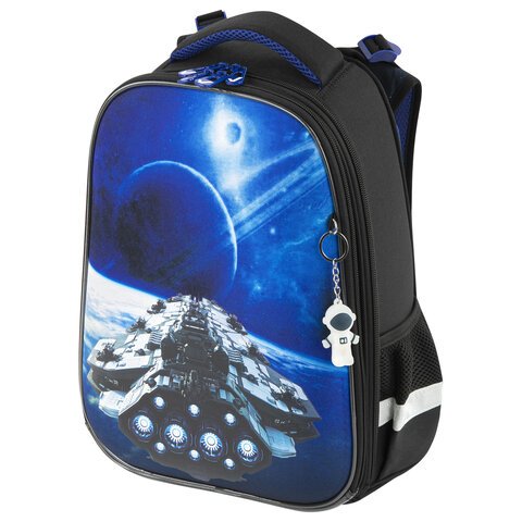 Ранец BRAUBERG PREMIUM, 2 отделения, с брелком, «Spaceship», 38×29х16 см