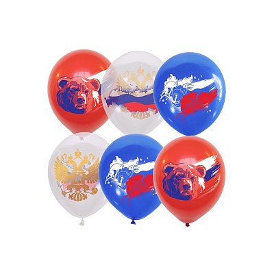 Воздушные шары, 25шт., М12/30см, ПатиБум «Государственная символика», ассорти, европодвес