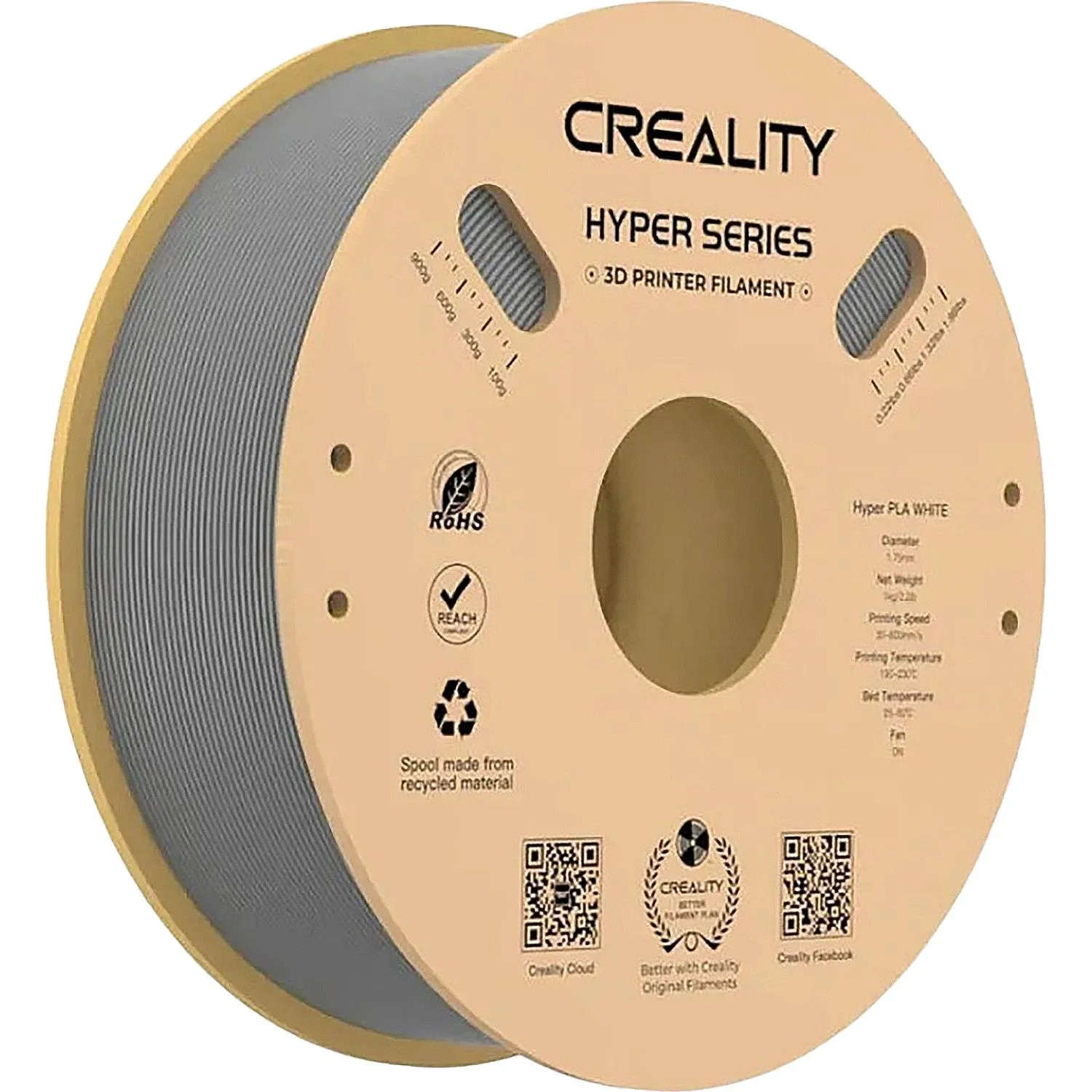 Пластик Hyper PLA- Creality 1.75 м м 1 кг, серая (3301010340)