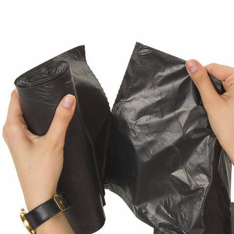 Мешки для мусора 120 л, черные в рулоне 10 шт., ПВД, 20 мкм, 67×100 см (±5%), эконом, ЛЮБАША