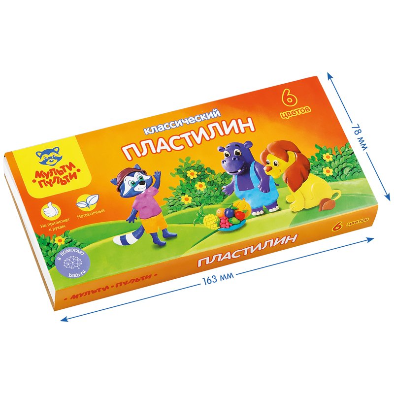 Пластилин Мульти-Пульти «Приключения Енота», 06 цветов, 120г, со стеком, картон