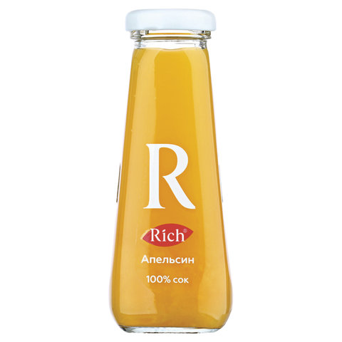 превью Сок RICH (Рич) 0.2 л, апельсин, подходит для детского питания, стеклянная бутылка