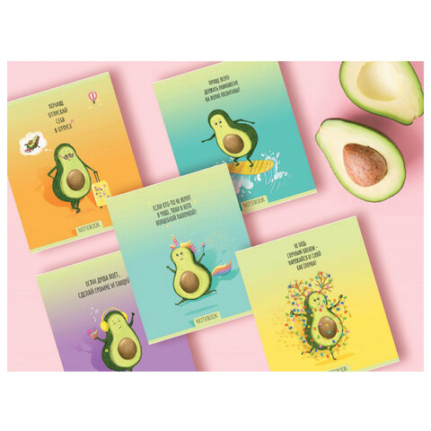 превью Тетрадь А5, 48 л., ПЗБМ, скоба, клетка, Soft Touch, фольга, лак, «Не будь скучным, Avocado» (5 видов), 028947
