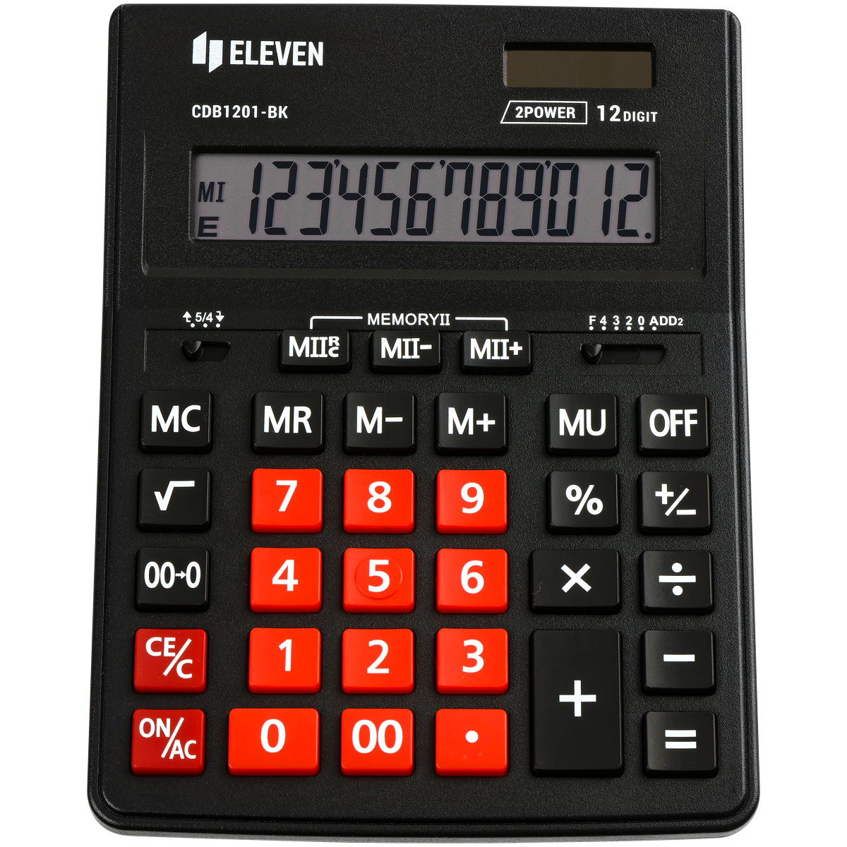 Калькулятор настольный Eleven Business Line CDB1201-BK/RD, 12 разрядов, двойное питание, 155×205×35мм, черный/красный