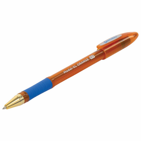 превью Ручка шариковая масляная с грипом BRAUBERG Model-XL ORANGE, СИНЯЯ, узел 0.7 мм, линия 0.35 мм, 143246