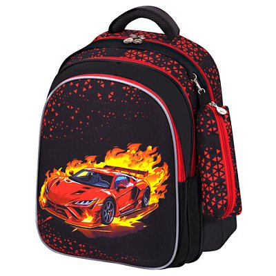 Рюкзак BRAUBERG KIDS MIND с пеналом в комплекте, 2 отделения, «Fiery Road», 40×28х18 см