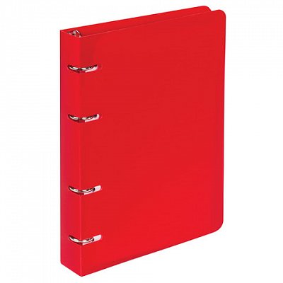 Тетрадь на кольцах, 80 л., BRAUBERG, А5, 160×205 мм, клетка, обложка пластик, «Красный»