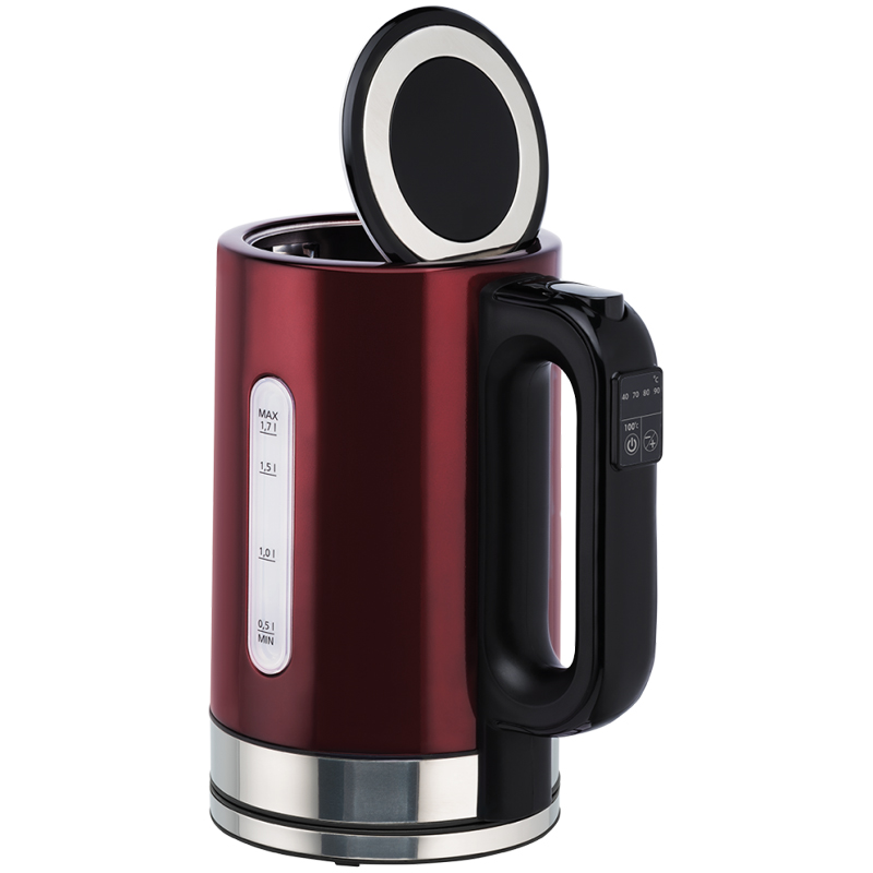 Чайник электрический Scarlett SC-EK21S78, 1.7л, 2200Вт, цифровое управление, нержавеющая сталь, красный