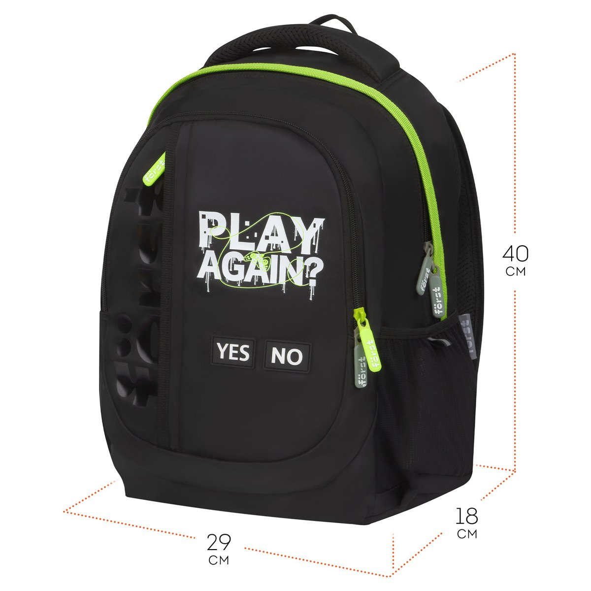 Рюкзак Först F-Trend «Play again» 40×29×18см, 2 отделения, 3 кармана, анатомическая спинка