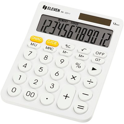 Калькулятор настольный Eleven RK-2311-WH, 12 разрядов, двойное питание, 143×192×26мм, белый