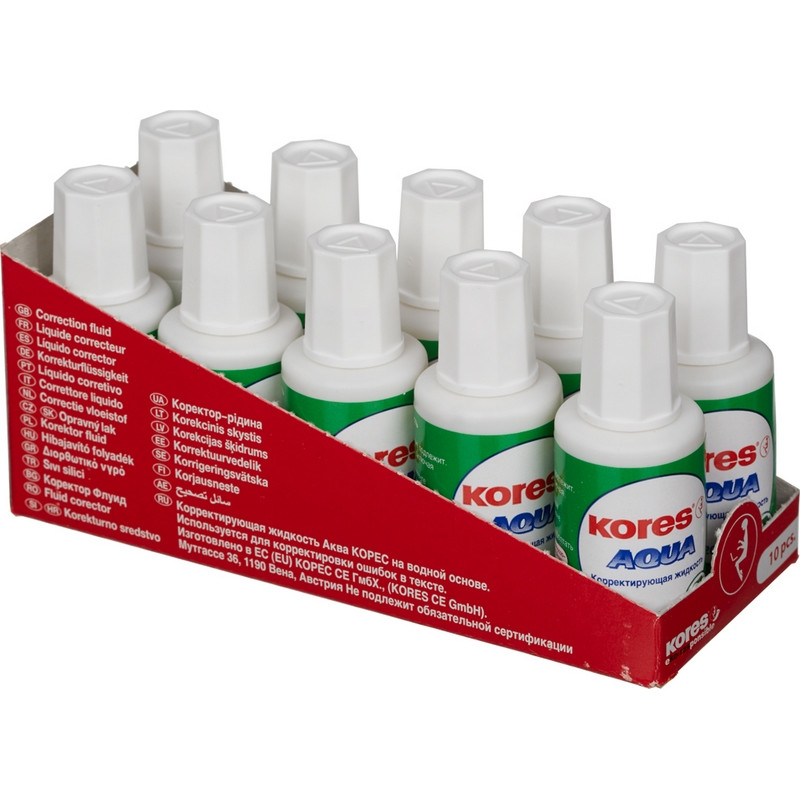 Корректирующая жидкость (штрих) Kores Aqua водная 20 мл