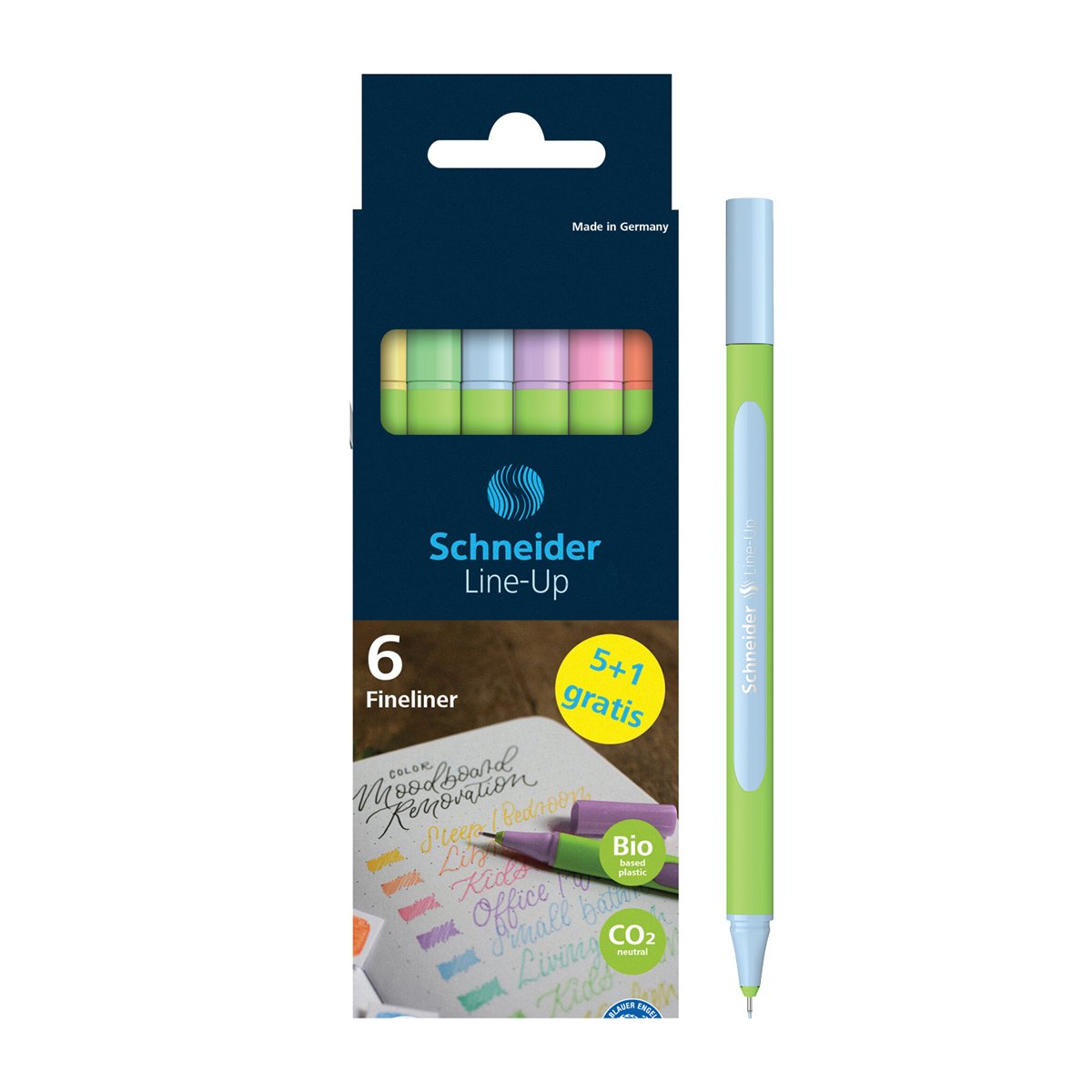 превью Набор капиллярных ручек Schneider «Line-Up Pastel» 06цв., 0.4мм, картон. упаковка, европодвес