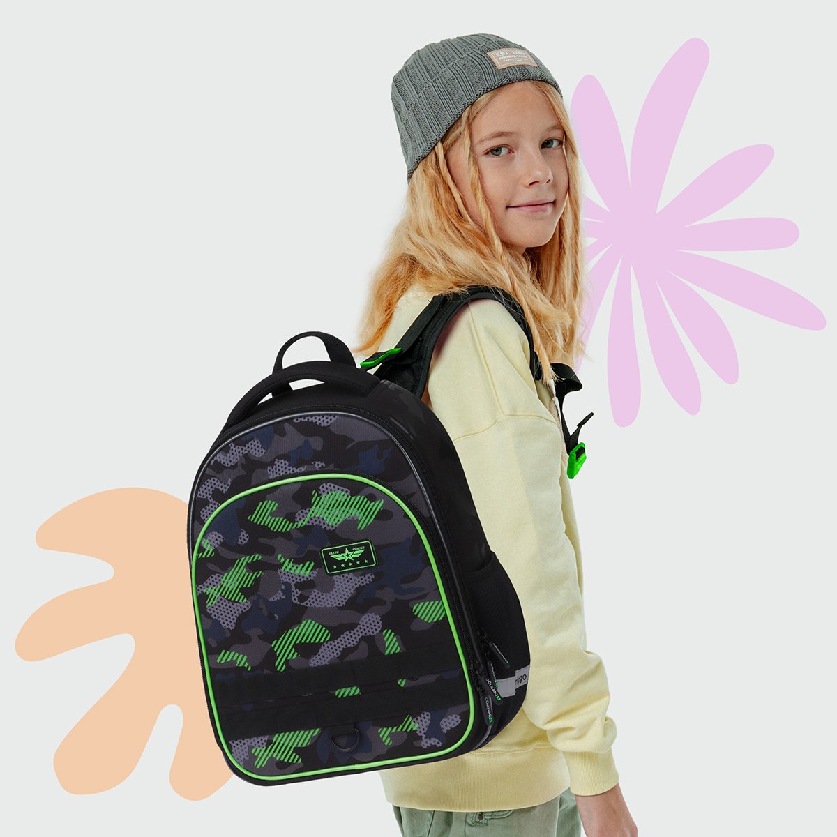 Ранец Berlingo Expert Plus «Black and green» 38×29×15см, 2 отделения, 2 кармана, анатомическая спинка