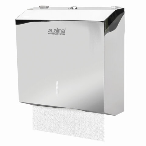 Диспенсер для полотенец LAIMA PROFESSIONAL INOX (Система H2), Interfold, нержавеющая сталь, зеркальный, 605695