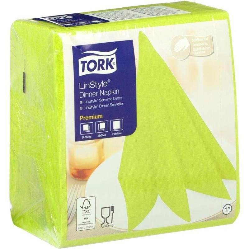 Салфетки бумажные Tork LinStyle Premium 478876 39×39 см зеленые 1-слойные 50 штук в упаковке