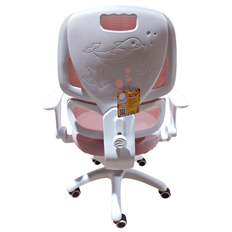 Кресло детское с поясничной поддержкой BRABIX KIDS «MG-225», сетка/ткань TW, розовое