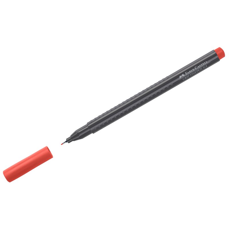 Ручка капиллярная FABER-CASTELL «Grip Finepen», КРАСНАЯ, трехгранная, корпус черный, 0.4 мм