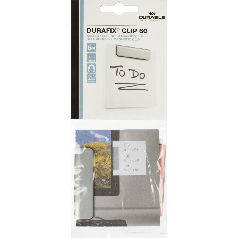 Магнитный держатель для досок Durable Durafix Clip серебристая (диаметр 60 мм, 5 штук в упаковке)