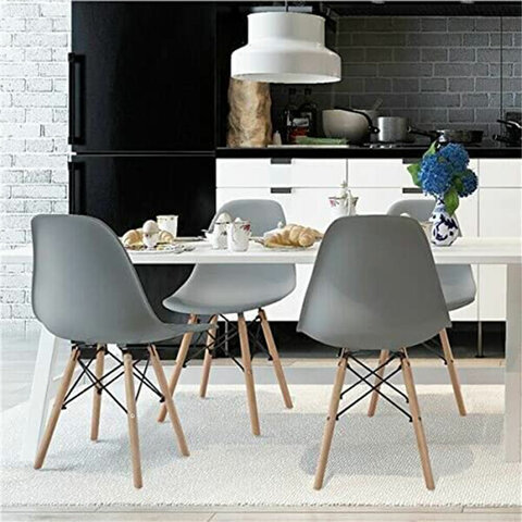 Стулья BRABIX «Eames CF-010», КОМПЛЕКТ 4 шт., пластик серый, опоры дерево/металл, 532632