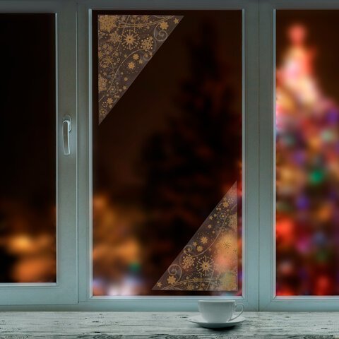 Украшение для окон и стекла ЗОЛОТАЯ СКАЗКА «Узоры из золотых снежинок 1», 30×38 см, ПВХ