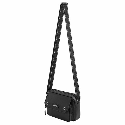 Сумка на плечо HEIKKI WALLET (ХЕЙКИ) два отделения, органайзер, черная, 15×20х5 см