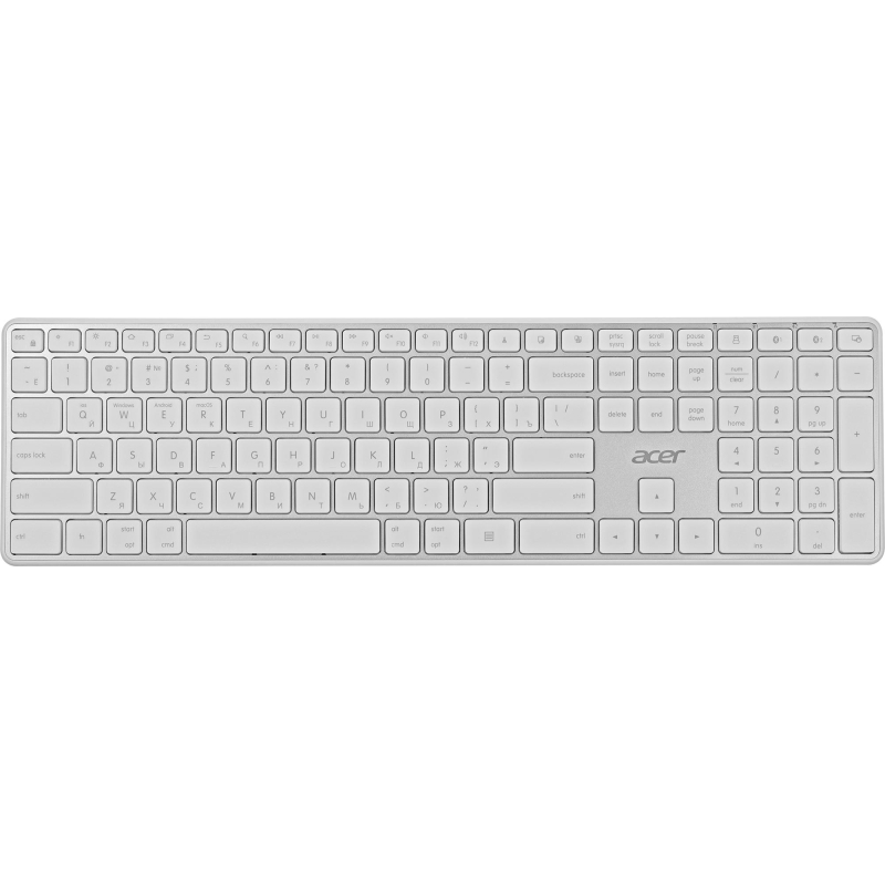 Клавиатура Acer OKR301 бел/серебр беспровод USB BT/Radio (ZL. KBDEE.015)
