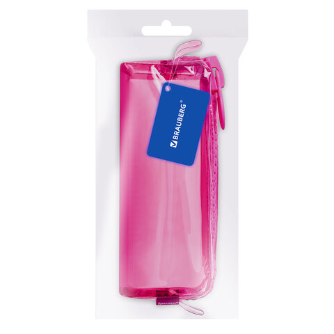 Пенал BRAUBERG с объемной «тракторной» молнией, 1 отделение, ПВХ, 22×8х6.5 см, «Ultra pink»