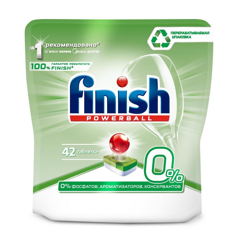 превью Таблетки для посудомоечных машин Finish 0% (42 штуки в упаковке)