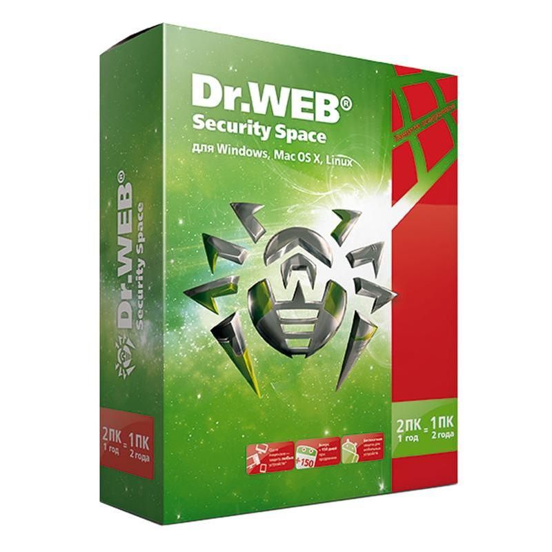 превью Антивирус Dr. Web Security Space Pro база для 2 ПК на 12 месяцев (BHW-B-12M-2-A3)