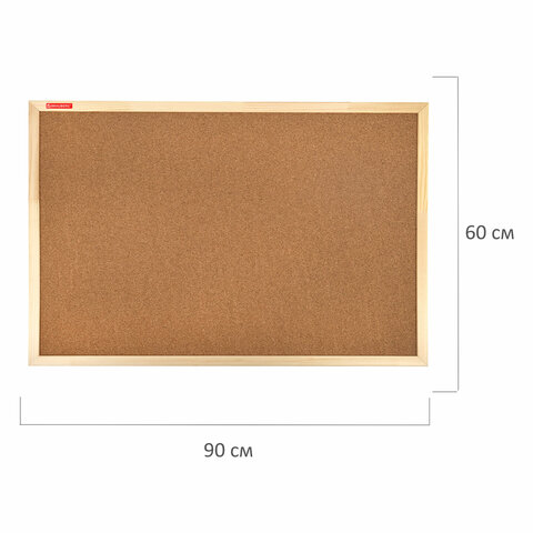 Доска пробковая для объявлений 60×90 см, деревянная рамка, BRAUBERG Wood