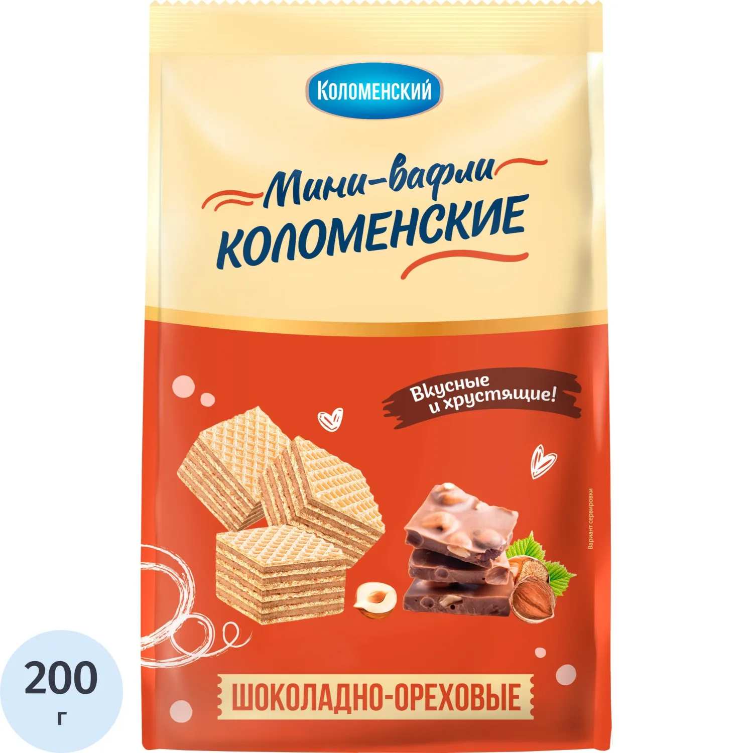 превью Вафли Коломенский мини шоколадно-ореховые 200 г