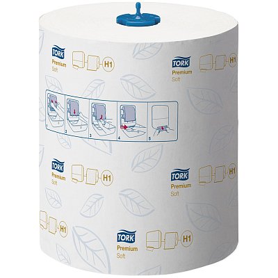 Полотенца бумажные в рулонах Tork «Premium. Soft»(H1), 2-слойные, 100м/рул, мягкие, тиснение, белые