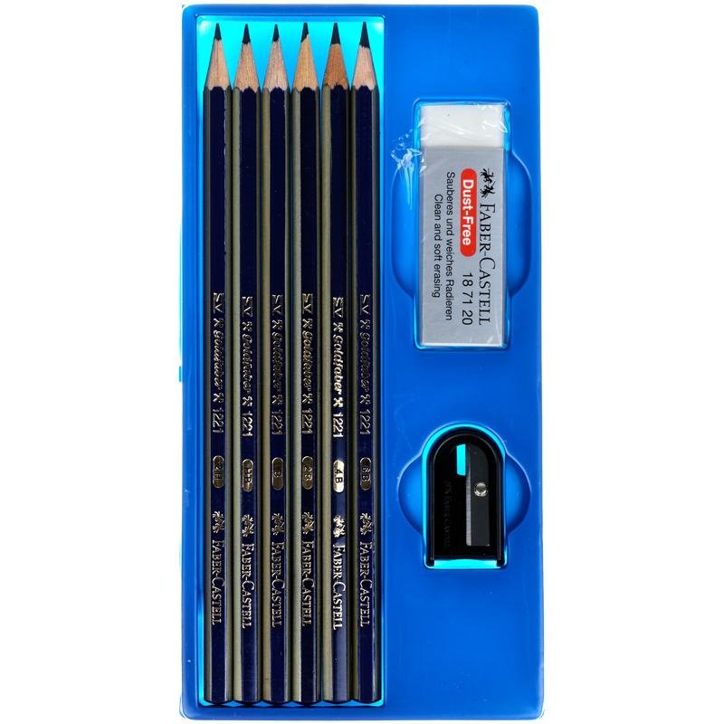 Набор карандашей ч/г Faber-Castell «Goldfaber», 6шт. +ластик+точилка, 2H-6B, заточен., карт. уп., евр