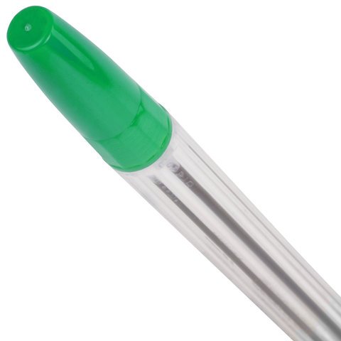 Ручка шариковая BRAUBERG SBP001g, корпус прозрачный, толщина письма 1,0 мм, зеленая