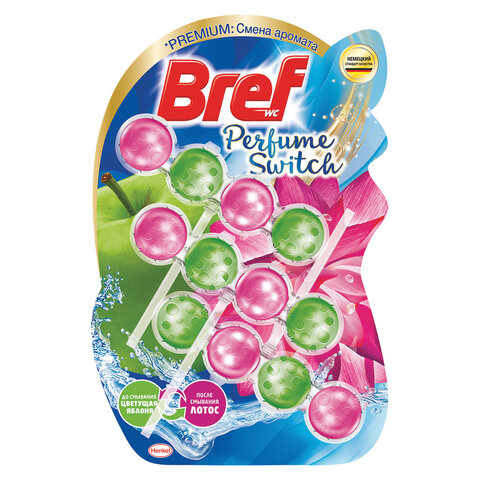 Освежитель WC (для туалета) твердый 3×50 г BREF (Бреф) Perfume Switch, «Яблоня-лотос»