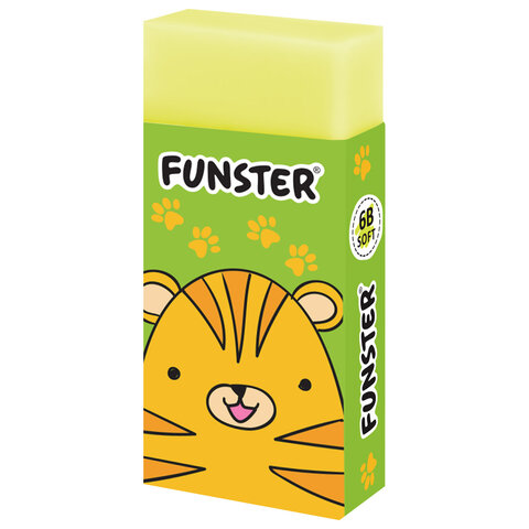 Ластик FUNSTER (ФАНСТЕР) «ANIMALS», 50×24х10 мм, прямоугольный, картонный держатель, экологичный ПВХ, ассорти