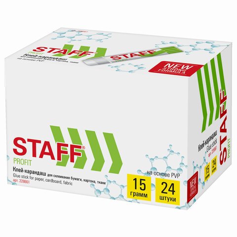 Клей-карандаш УСИЛЕННЫЙ STAFF Profit, 15 г, PVP-основа