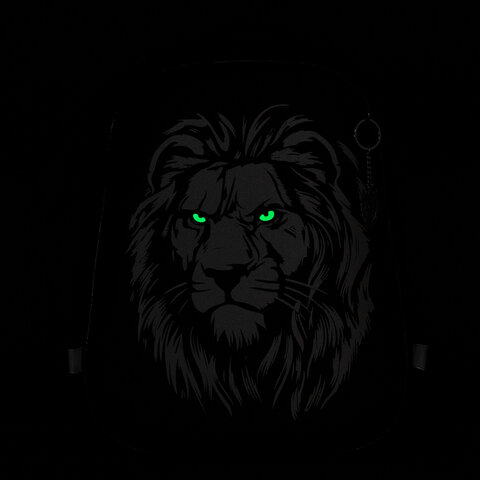 Ранец BRAUBERG SHINY, 2 отделения, с брелком, «Savage lion», светящийся рисунок, 38×28х14 см