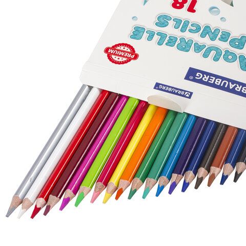 Карандаши цветные акварельные BRAUBERG PREMIUM AQUARELLE18 цветовгрифель мягкий 4 мм181672