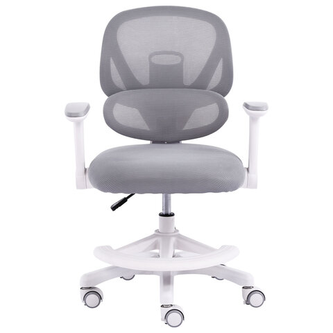 Кресло детское с подставкой для ног BRABIX KIDS «MG-220», сетка/ткань TW, серое