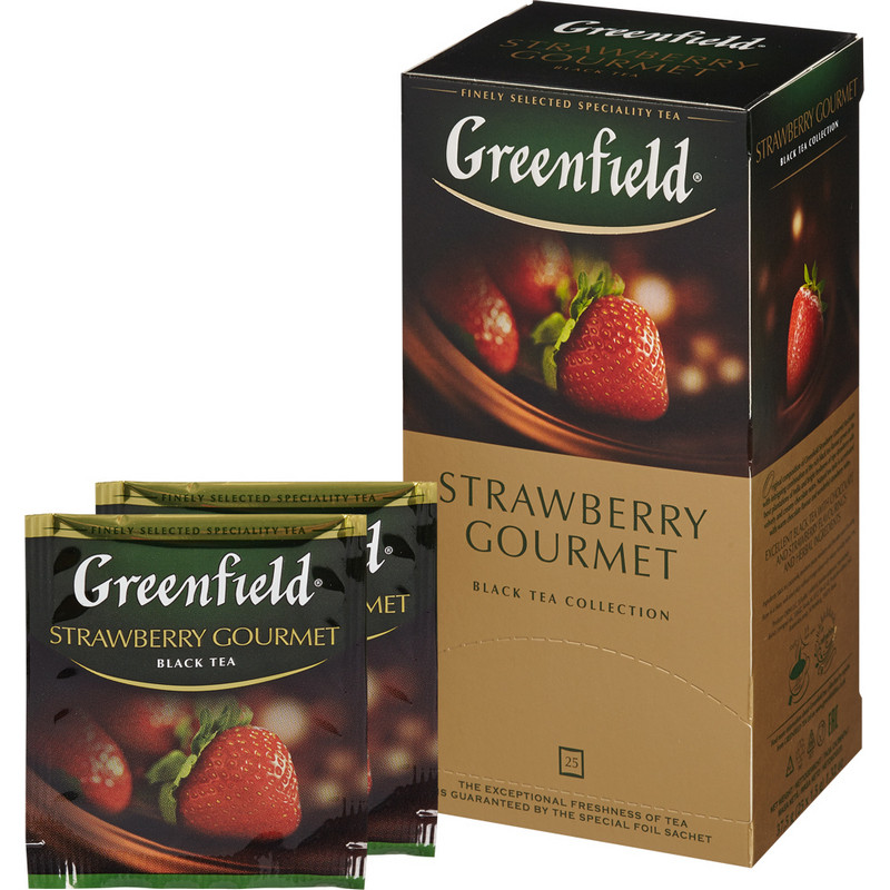 превью Чай Greenfield Strawberry gourmet черный с клубникой 25 пакетиков