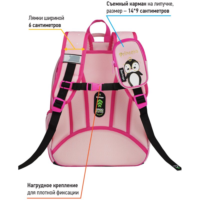 Ранец Berlingo Expert Plus «Princess» 38×29×15см, 2 отделения, 2 кармана, анатомическая спинка