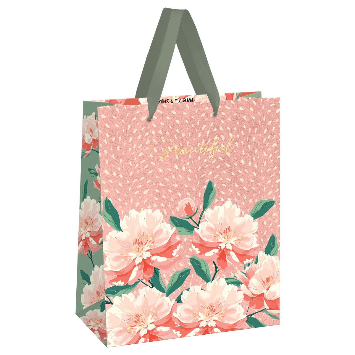 превью Пакет подарочный 26×32×12см MESHU «Flowers», фольга, матовая ламинация