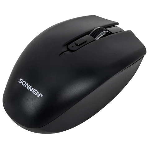 Мышь беспроводная USB, 800/1200/1600 dpi, 5 кнопок + колесо-кнопка, оптическая, SONNEN Q80, черная