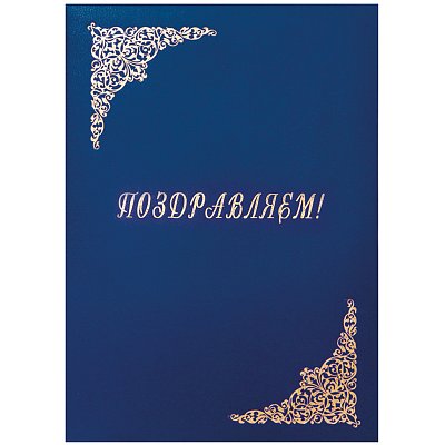 Папка адресная «Поздравляем! » OfficeSpace, 220?310, бумвинил, синий, инд. упаковка